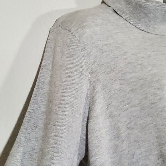 Chico's Knit Sweater Large Gray Asymmetrical Turtleneck Lagenlook Boho Oversized - Picture 4 of 7